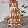 Polyester Beach Dress With 3d Print Vneck High Waist For Summer Vacation