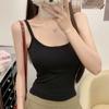 #Early autumn new sweet wind polished U-neck thermal vest slim and thin one-piece with chest pad versatile woman
