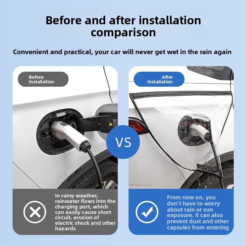 Opladerhoes Waterdichte Laadpoortafdekking Regenstop Bescherming Voor Alle Weersomstandigheden UV Sneeuw Voertuig Station Regenkap
