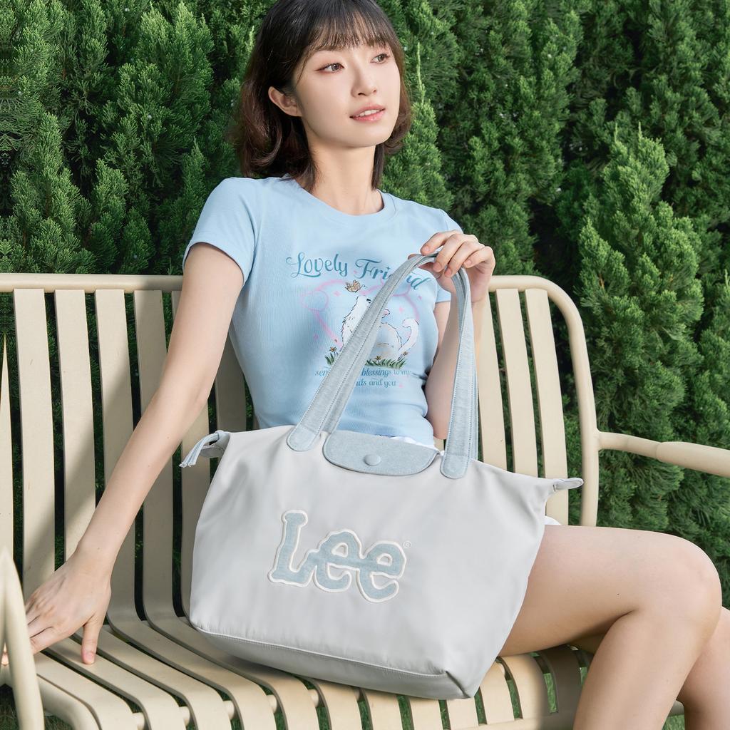 New Lee Fabric Shoulder Bag Tote Women's Haze Blue/Beige LE250614M