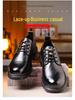 Ovigz Yadan Style Men's Premium Breathable Leather Business Shoes - Soft, Non-slip Sole.
