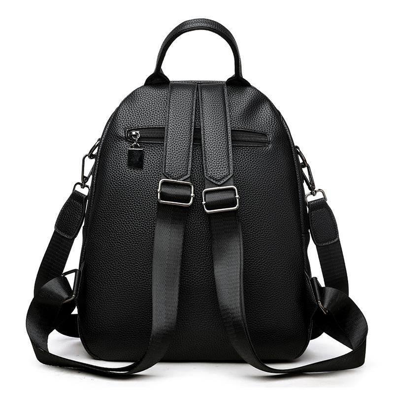 Women's Retro Solid Color Outdoor Backpack Soft Leather Large Capacity Backpack