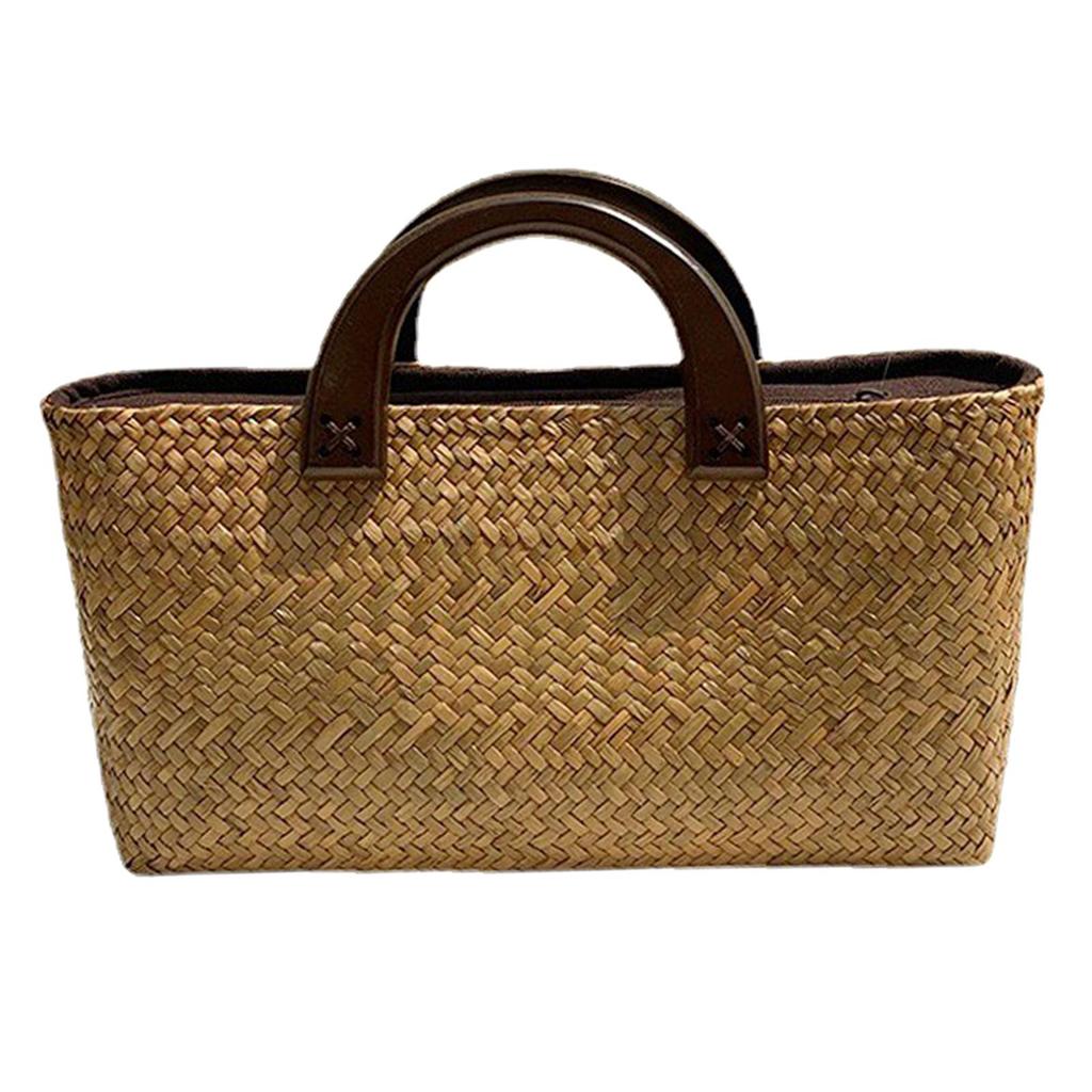 Stylish Casual Women Straw Handbag Handwoven Tote Bag Purse Hand Woven Rattan Birthday Gift