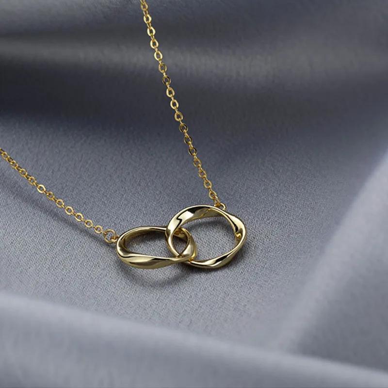 

Personalised Secret Double Twist Mobius Pendant Necklace for Women New Arrival Irregular Circle Necklace Jewelry Gifts Wholesale золотой