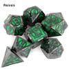 7 stk grønn sølv doble sverd metallterninger Solid polyedrisk terningsett egnet for rollespill RPG-brettspill