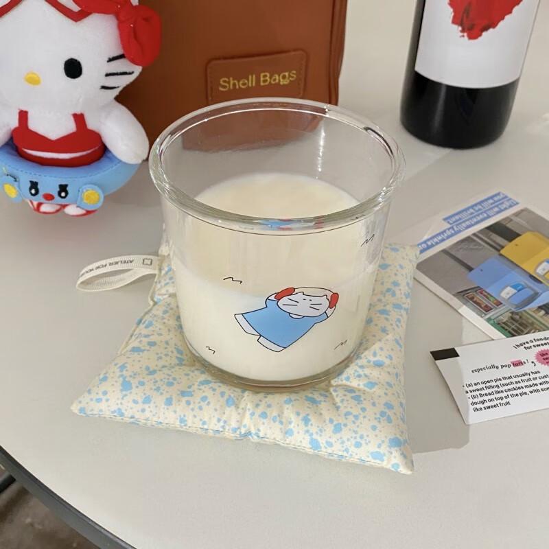 Rainy Cat Cute Cartoon Glass Cups (Set of 2)