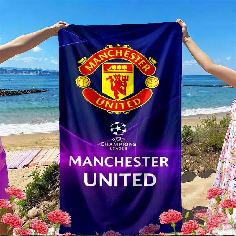 Manchester Football Print Beach Towel, Versatile Lightweight Absorbent Beach Towel for Pool Surf Yoga Bathroom, Perfect Birthday Holiday Gift
