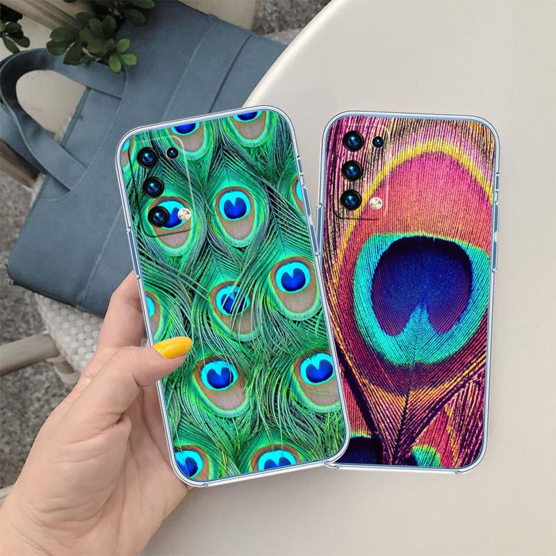 RP55 Pfauenfeder Transparente Hülle für LG K22 K30 K40 K40S K41 K42 K50 K50S K51 K51S K52 K61 K62 K71 K92 Q60 Q61 V40 V50 V60