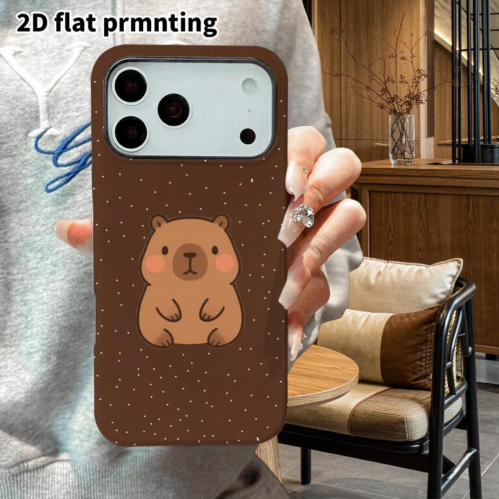 Phone Case: 2D Flat Design Suitable for iPhone 18 17 16 15 14 13 Pro Film Protective Case, Couple Style, Dark Brown Capybara, Christmas and Halloween 