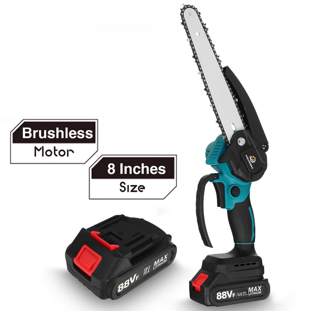 88VF Brushless Electric Chain Saw Mini Chainsaw Rechargeable Wood Cutter Pruning Garden Power Tool For Makita 18V Battery 8 Inches