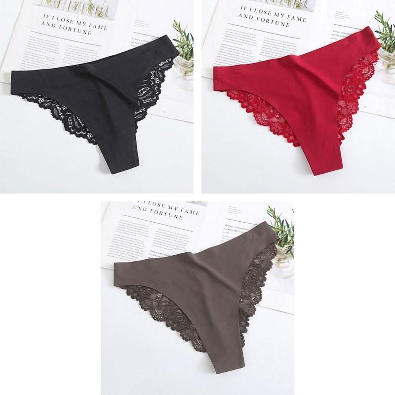 3 Stück Damen Sexy Dessous Slips Spitze Übergröße Slips Niedrige Taille Unterhosen Intimbekleidung Nahtlose Slips Seidenhöschen Damen Tangas