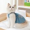 Frühlings- und Sommer dünner Denim Trägerrock in Katze Kätzchen zwei Füße Welpe Hund Haustierkleidung Katzenkleidung