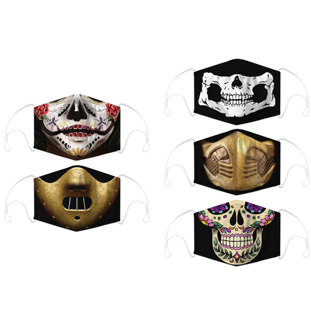5pc Halloween Print  Mouth  for Protection Face Mask Washable Earloop Mask