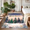 Christmas Custom Name Printed Square Area Rug Soft Non Slip Floor Carpet For Bedroom Holiday Gift