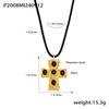 European American Cross-Border Women's Beaten-Texture Glass Cross Necklace Black Cord Stainless Steel 18K Gold-Plated PVD Party