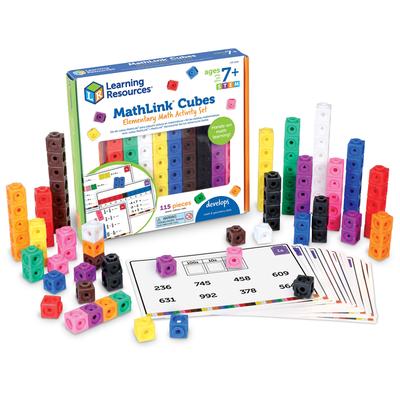 MathLink Series Math Activity Set: 100 Cube Blocks & Activity Cards (LER4299) - Authentic