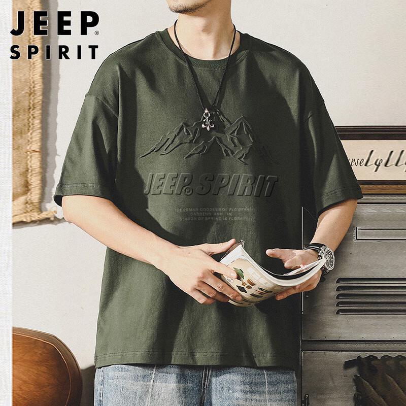 JEEP SPIRIT Men's Printed Round Neck Short Sleeve T-Shirt