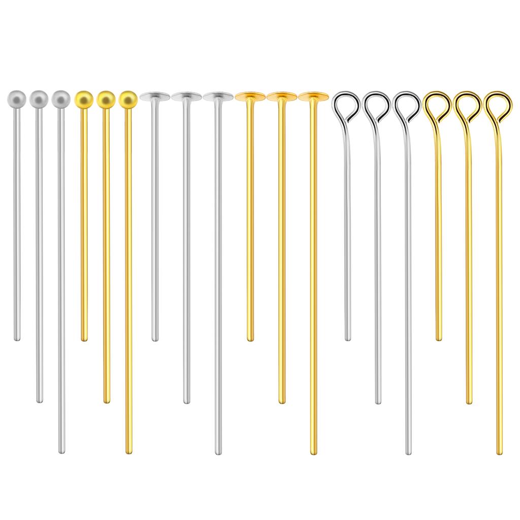 50-100pcs Stainless Steel Flat Head Pins Gold Silver Plated Ball Head Pins Eye Needle For Jewelry Making DIY Earring Accessories
