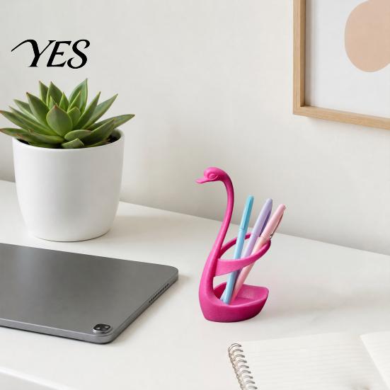 Bathroom Toothbrush Organizer 3D Printed Swan Holder, with Hollow Water-Draining Design, Black White Breathable Stand Dual Color, Widened Stable Base,