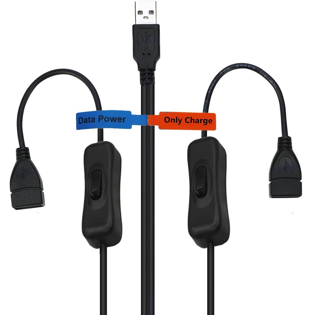 USB 2.0 Y Splitter Adapter Cord Wire With 2 Female Port And Switching Controller Button For Device Power Management
