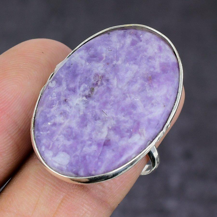 Natural Lepidolite Gemstone 925 Sterling Silver Jewelry Ring Size 8.5 V1p39