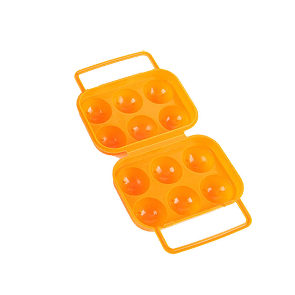 Portable 6 Eggs Plastic Container Holder Folding Egg Storage Box Handle Case