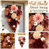 Fall Pumpkin Maple Leaf Wreath for Front Door Thanksgiving Decor Inch