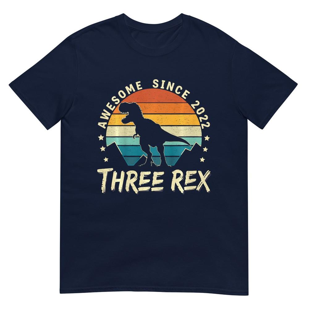 Kids Three Rex 3rd Birthday Boy Shirt Third Dinosaur 3 Year Old TShirt S