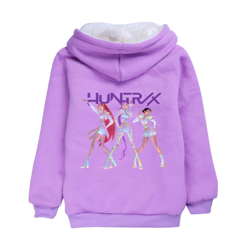 

5019 Girls Kpop Zoey Mira Rumi Print Long Sleeves Velvet Warm Jacket 160cm