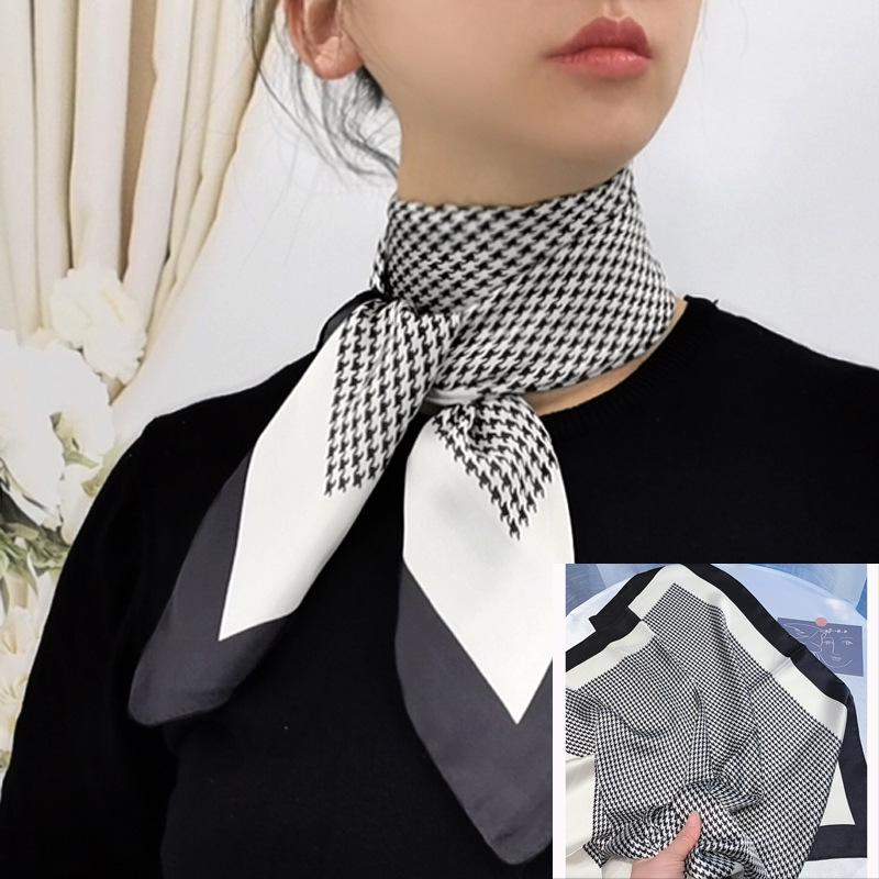 Polka Dot Silk Scarf: Versatile Spring/Autumn Accessory & Hairband for Women