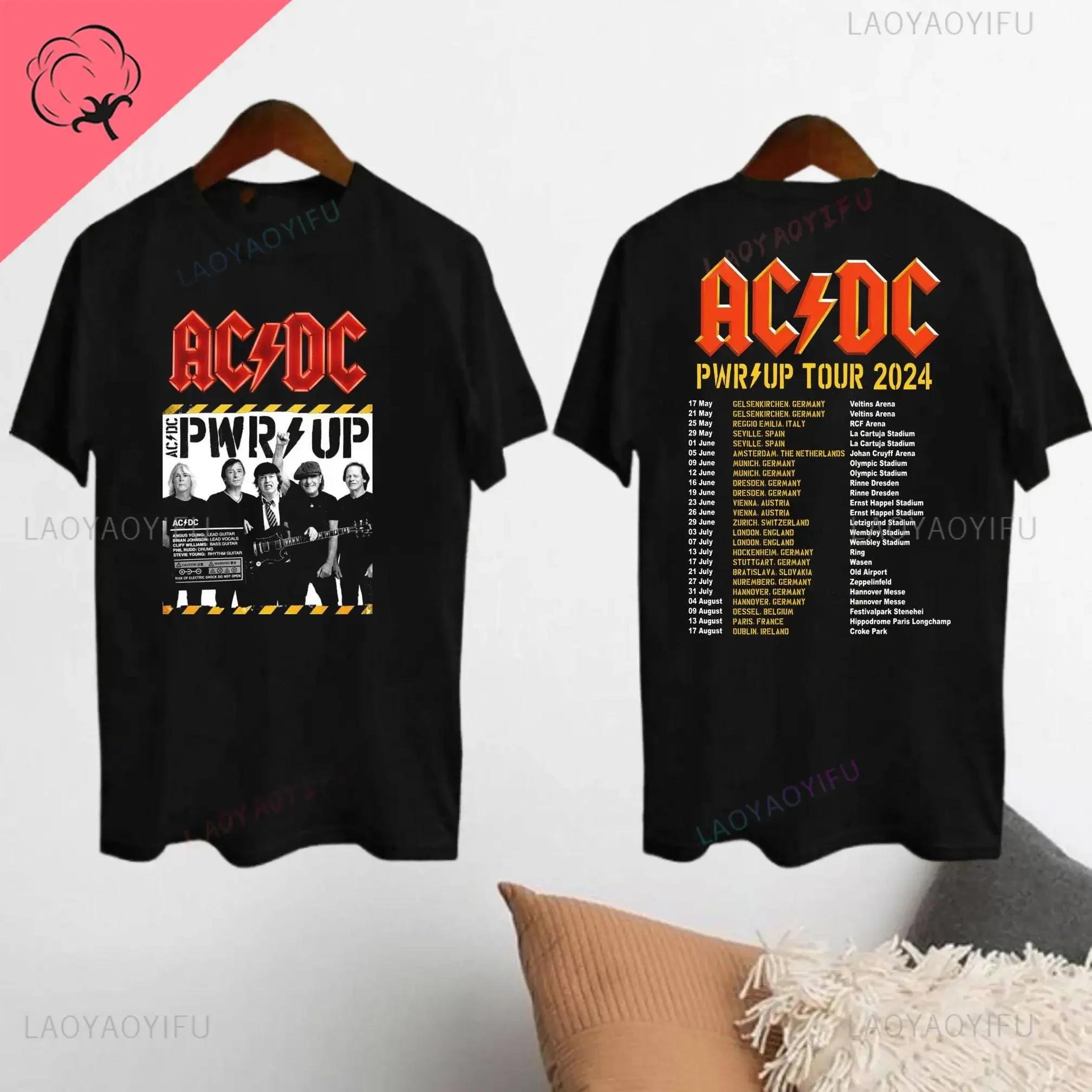 

2024 AC-DC Band 51 Years Rare Vintage T-shirt Those about To Rock Casual Lyrics Short Sleeve Unisex Top TOUR PWRUP Cotton Shirt M