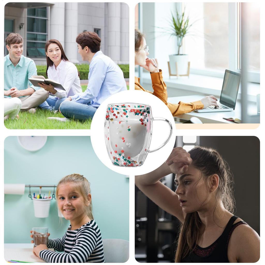 Doppelwandige Glas-Kaffeetassen 350ml Ästhetische Klare Isolierglas-Kaffeetasse Leichte Große Kapazität Glasbecher Für Heiß Und