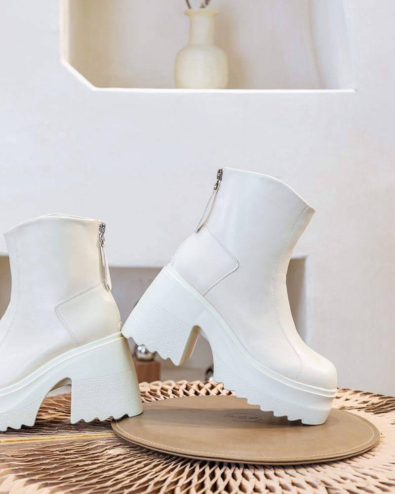 

Cm heightening leather women s short boots Martin boots thick heel thick sole British style women s versatile casual boots 40