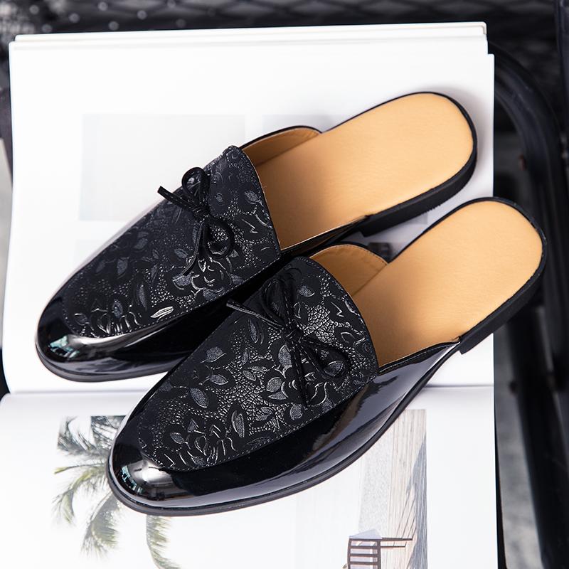 Módní Italská Luxusní Značka Návrhář Pánská Ležérní Potištěná Kožená Business Nadměrná Velikost 37~45 Pánské Polobotky Muly Pánské Bílé Pantofle