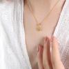 Élégant Collier Pendentif Double Bonheur ajouré en Acier Titane Or 18K - Chaîne de Clavicule Style Chinois Rétro pour Femmes