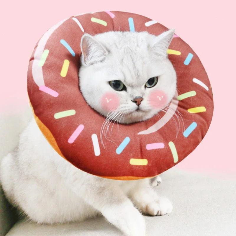 1PC Adjustable Cat Recovery Collar Donuts Cat Elizabethan Collar Pet Dog Neck Cone Recovery Collar for Anti-Bite Lick Surgery