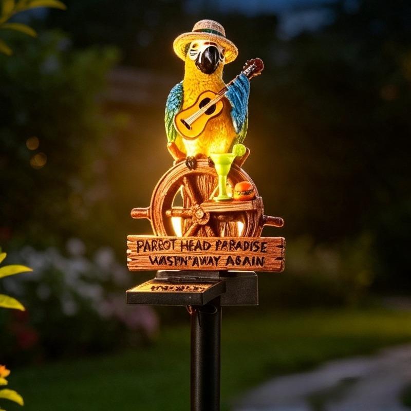 Solar-Powered Outdoor Parrot Stake Light Resin Waterproof Led Parrot Ornament Lamp Decorative for Lawn Backyard Party