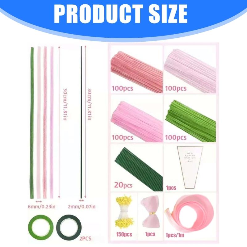 Bendable Floral Stem Wire Tulips Bouquets Set For Creative Arrangements Decorative Flowers Wedding Table Centerpiece