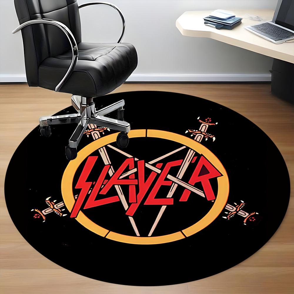 1PC Slayer Music Office Round Area Rug, Indoor Mat Suitable For Office, Under Office Chairs Bedroom Living Room Home Decor DT1212103