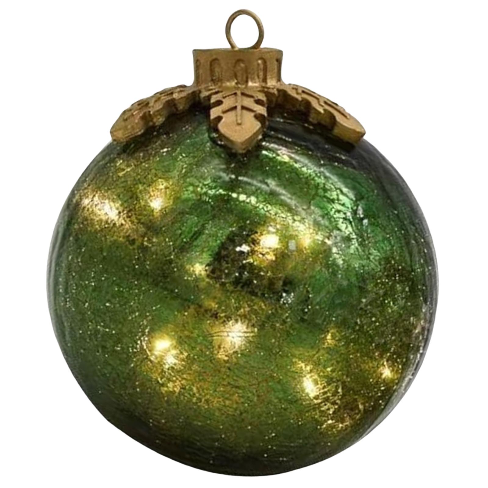 

Светодиодные стеклянные елочные шары, теплый белый свет, хрустальный шар, декор на Хэллоуин, на батарейках, для украшения стола на вечеринке, каминной полки 16CM зелёный