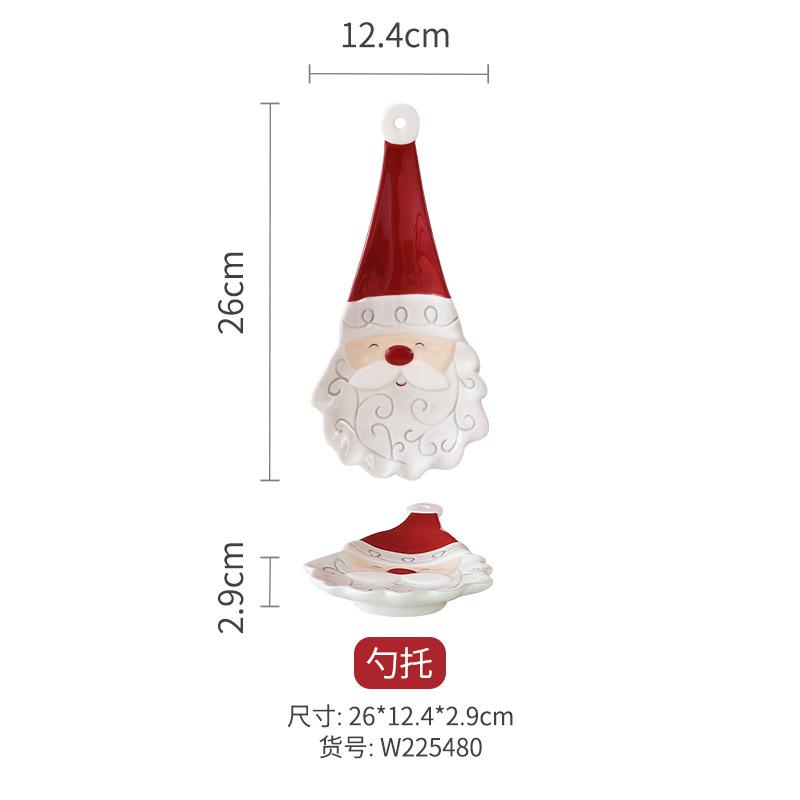 Nordic Christmas Tableware Set, Santa Embossed Ceramic Plates Bowls, Stitched Sealing Canister Collection