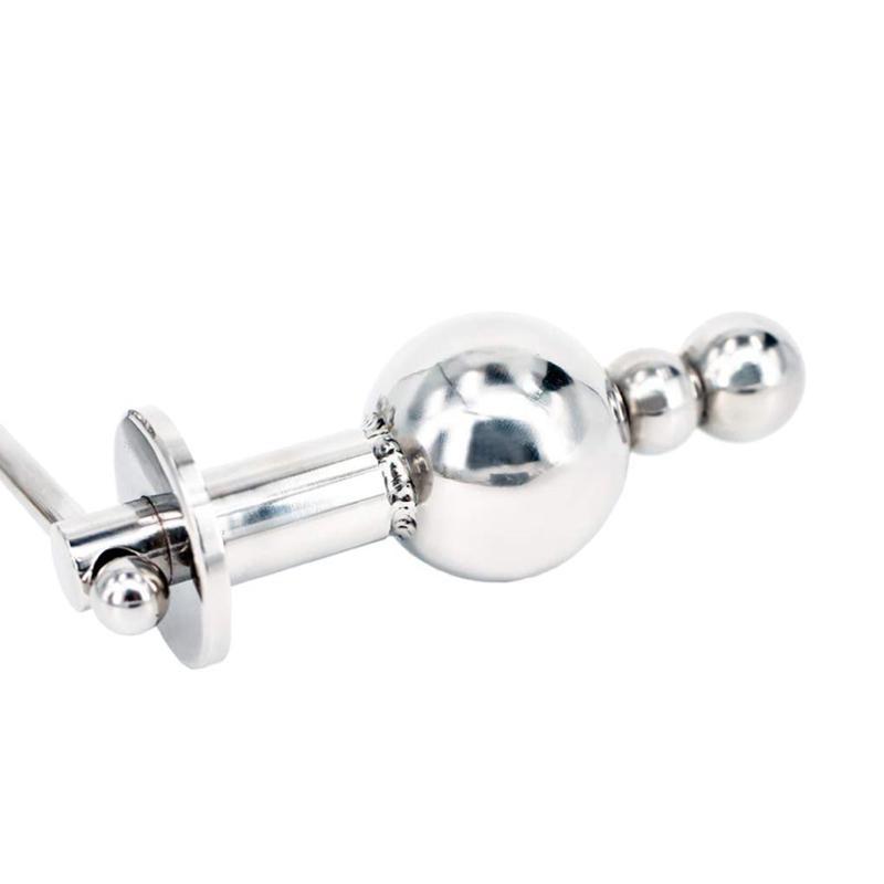 Lock Him Cage & Beads Plug 304 Stainless Steel Adjustable Chastity Cage BDSM