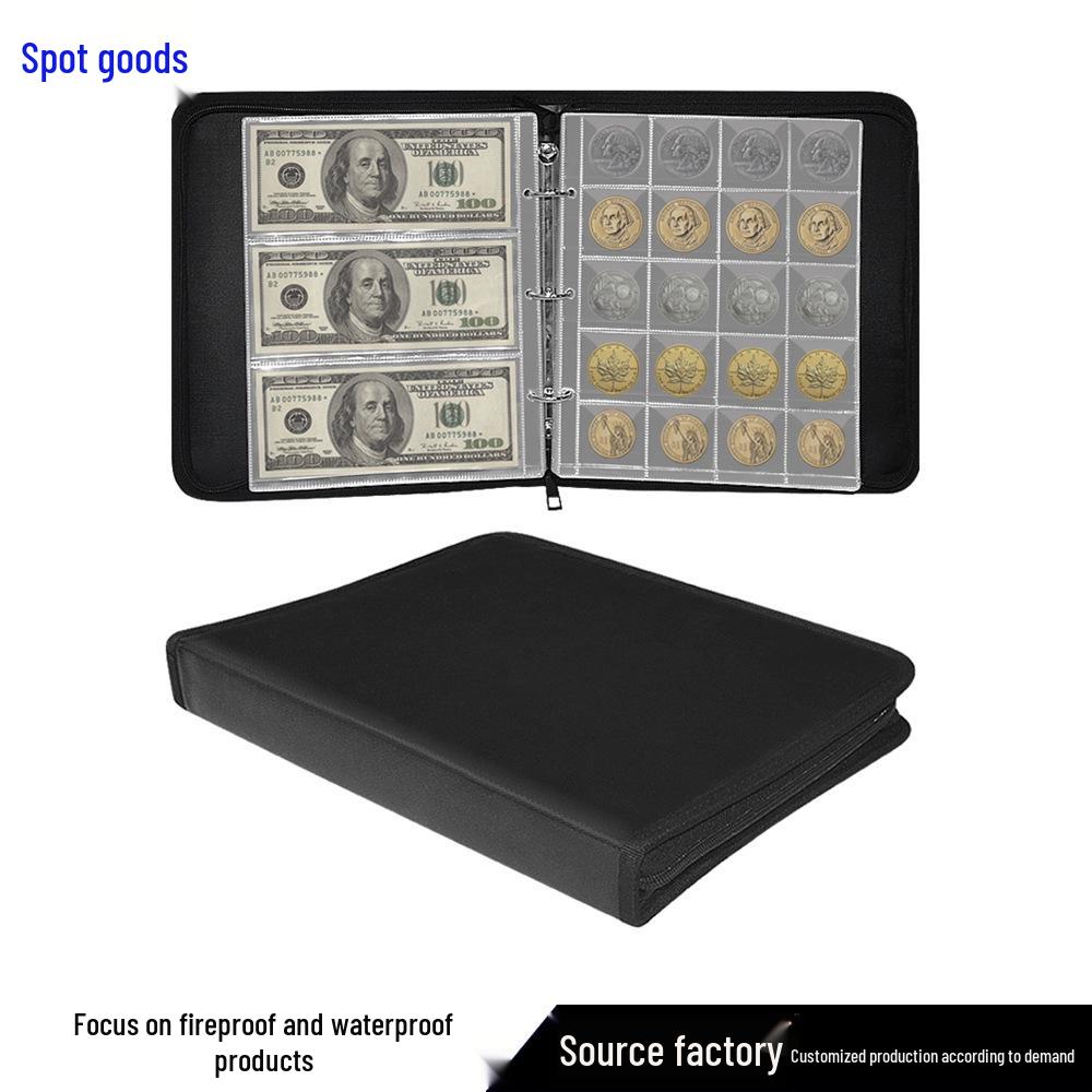 2025 Fireproof Zippered Coin Collection Album - High Temperature Resistant Flame Retardant Storage Bag