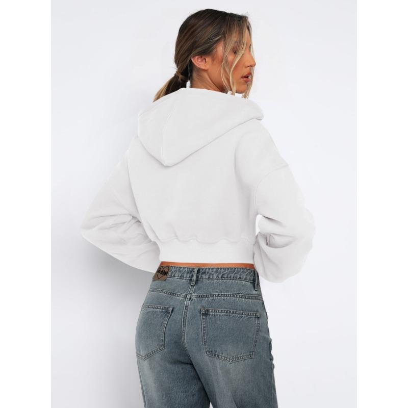 New street European and American style long-sleeved blouse zipper cardigan, temperament all-match hooded sweater casual jacket women