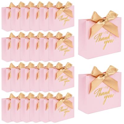 24Pcs Pink Thank You Candy Bags Wedding Favors Chocolates Gift Packaging Paper Box Birthday Party Baby Shower Decor Supplies