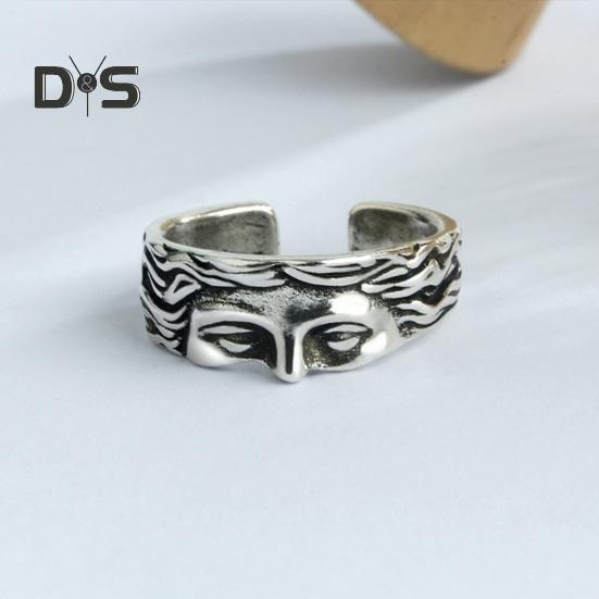 Inel unisex din aliaj lustruit cu jumătate de față, zeiță Venus, inel de deschidere reglabil pentru întâlnire de petrecere, bijuterii pentru degete de viață ocazională