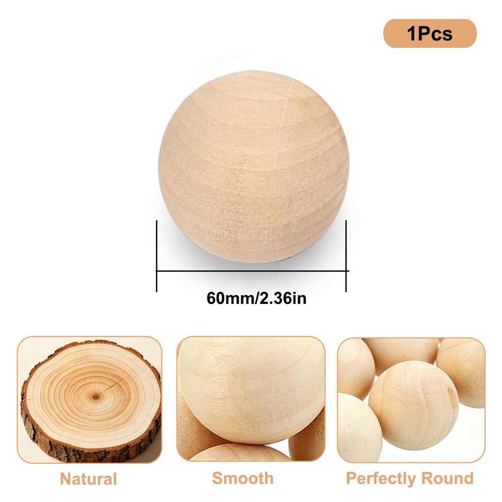 1-50Pcs Wood Ball Dia 6mm-75mm Wooden Primary Color Solids Round Wooden Ball Decoration DIY Home Painted Parts