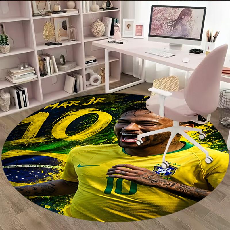 1pc Neymar15 Carpet, Round Rug, Comfortable, Suitable for Entryways, Living Rooms, Office, And Bedrooms, Christmas Decoration