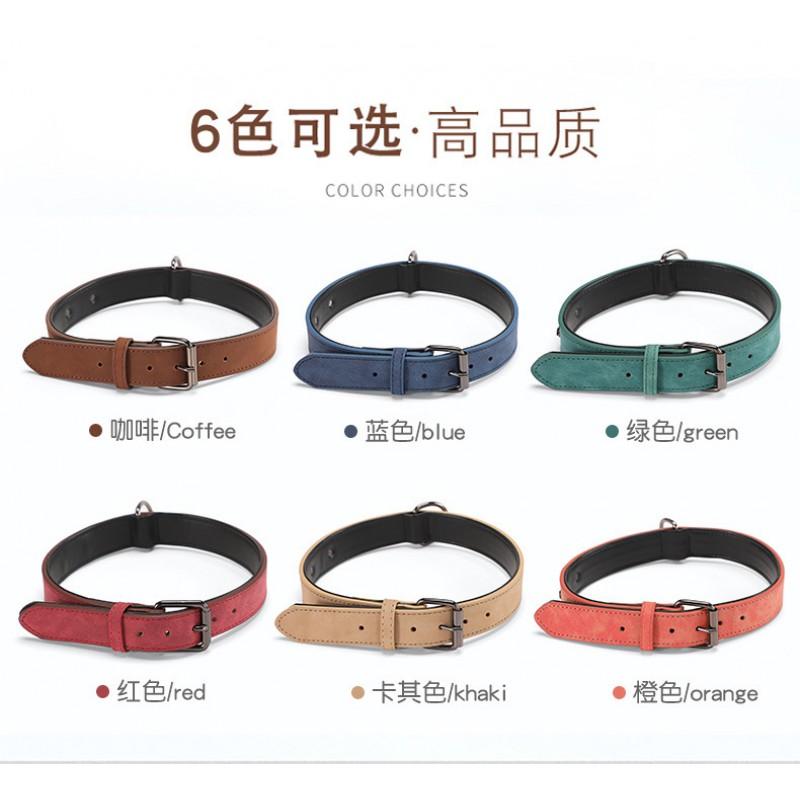 Dog Collar Leather Pet Neck Strap Small Medium Large Dogs Golden Retriever Husky Labrador