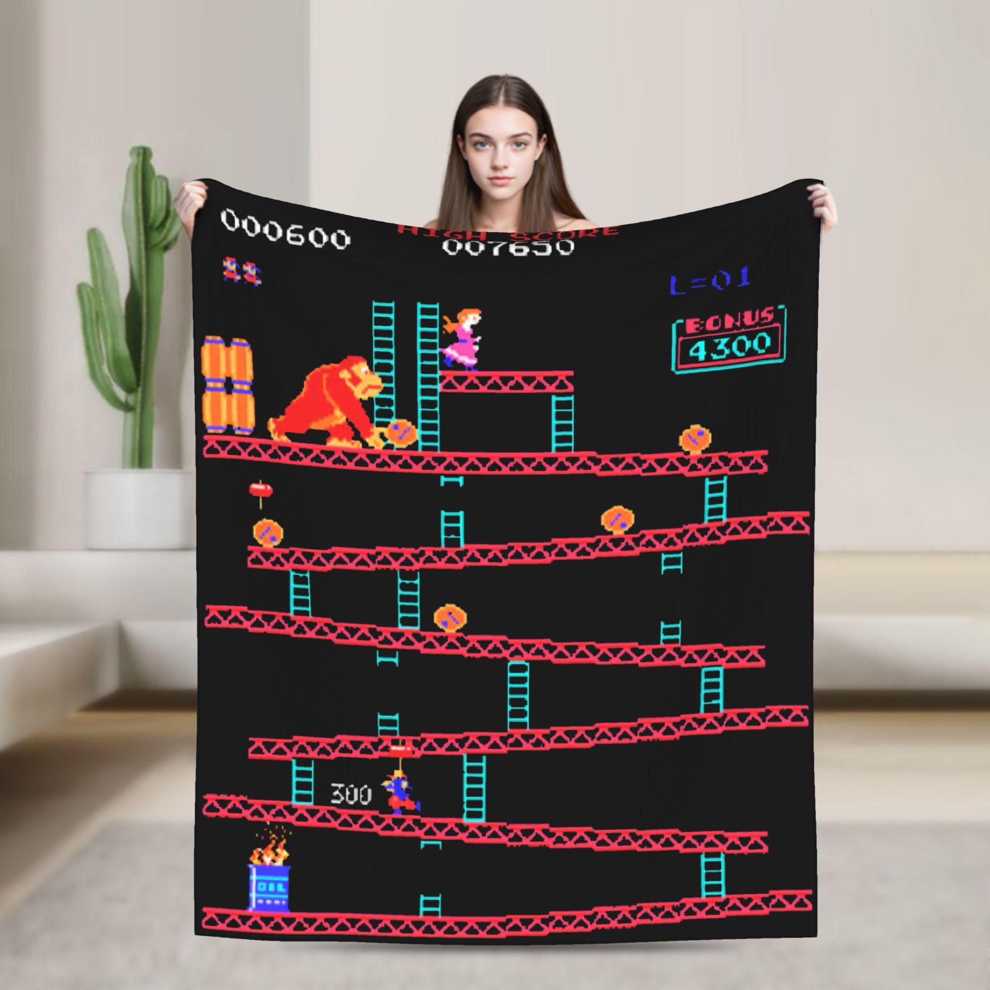 

Donkey Kong Blanket Arcade Game Collage Vintage Retro Fuzzy Funny Breathable Throw Blankets for Bedding Lounge Spring Autumn 75x90cm